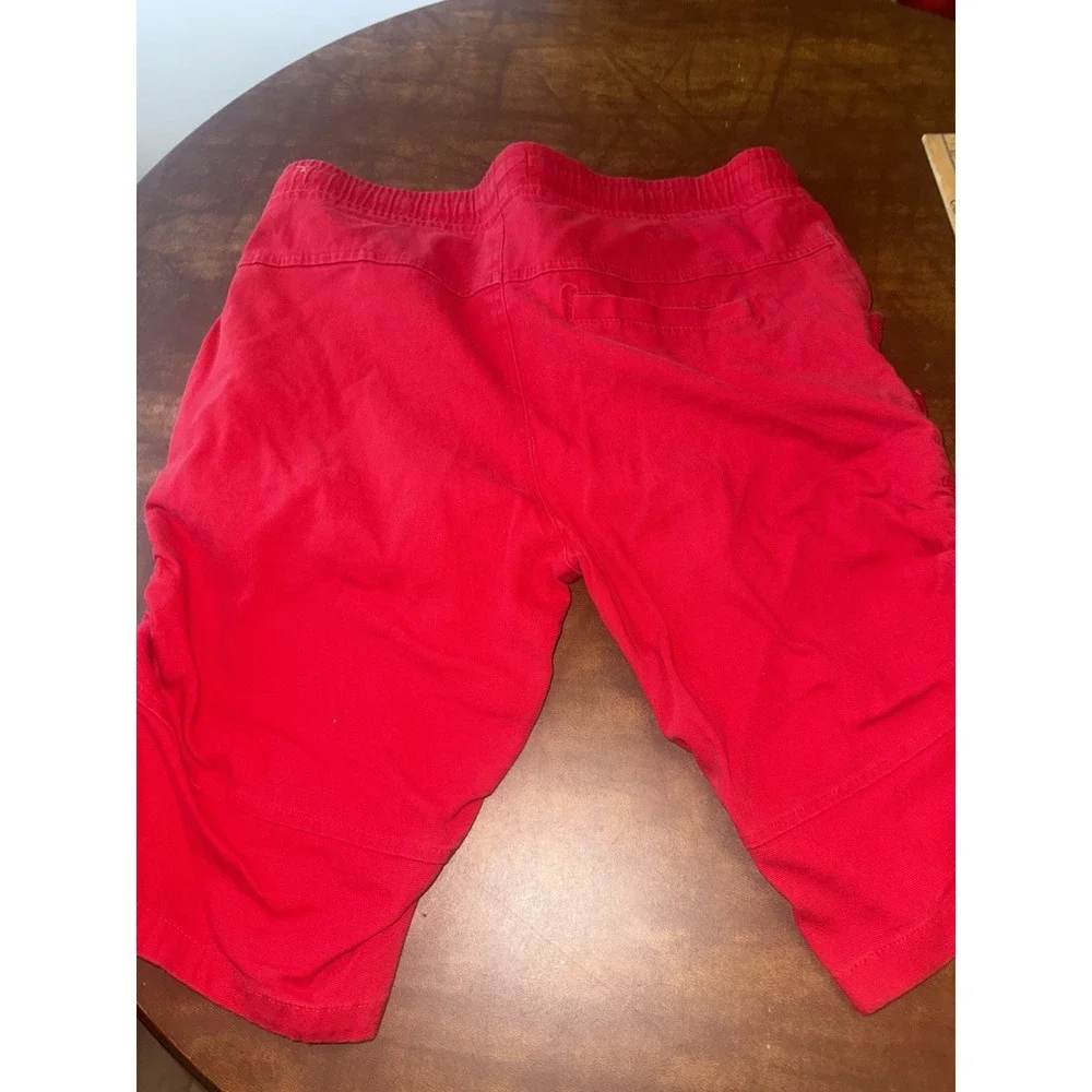 Encrypted Men's Red Moto Biker Shorts Ribbed Zipper Drawstring XL